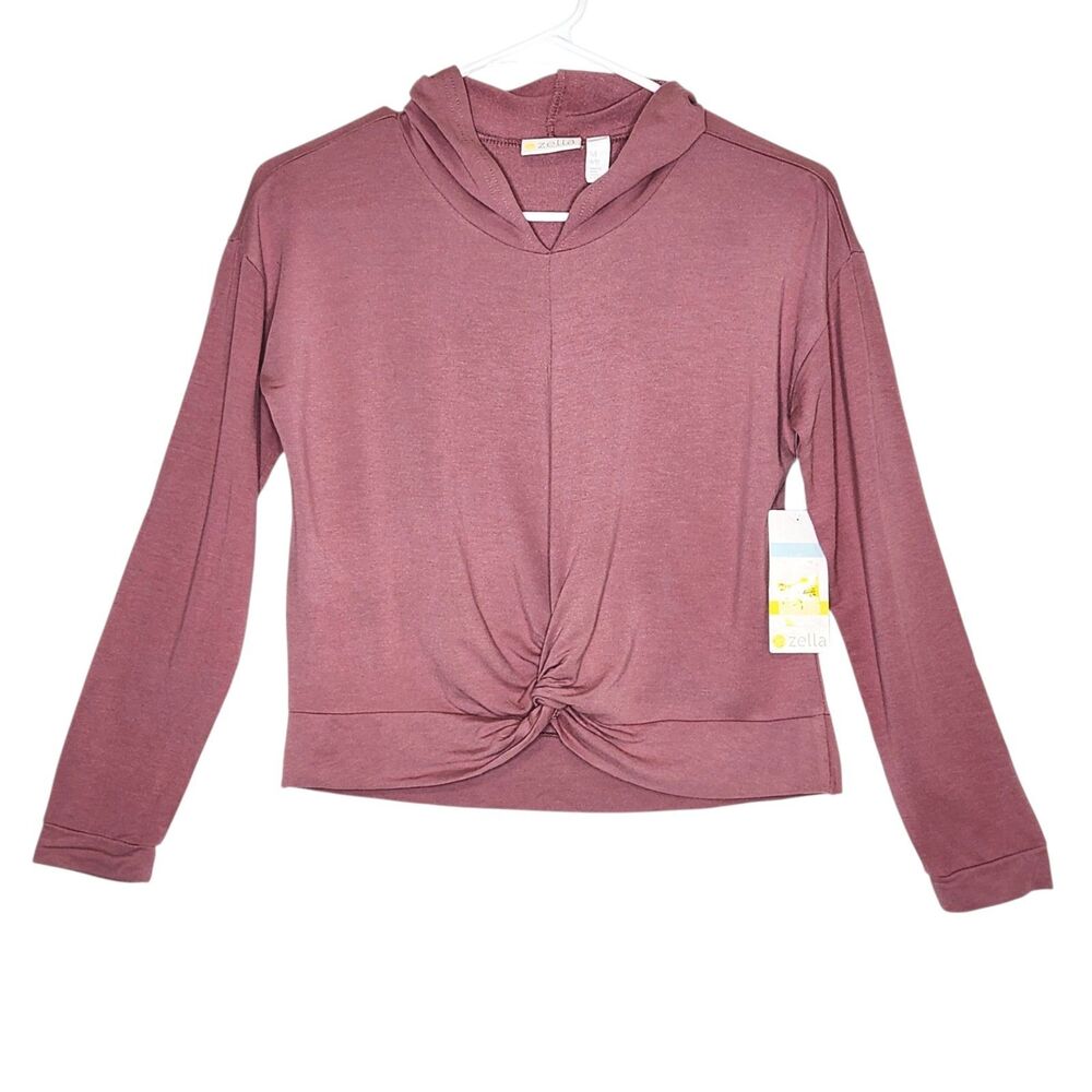 Zella Twist Front Mauve Pink Performance Activewear Hoodie Girls M 8/10 Leisure